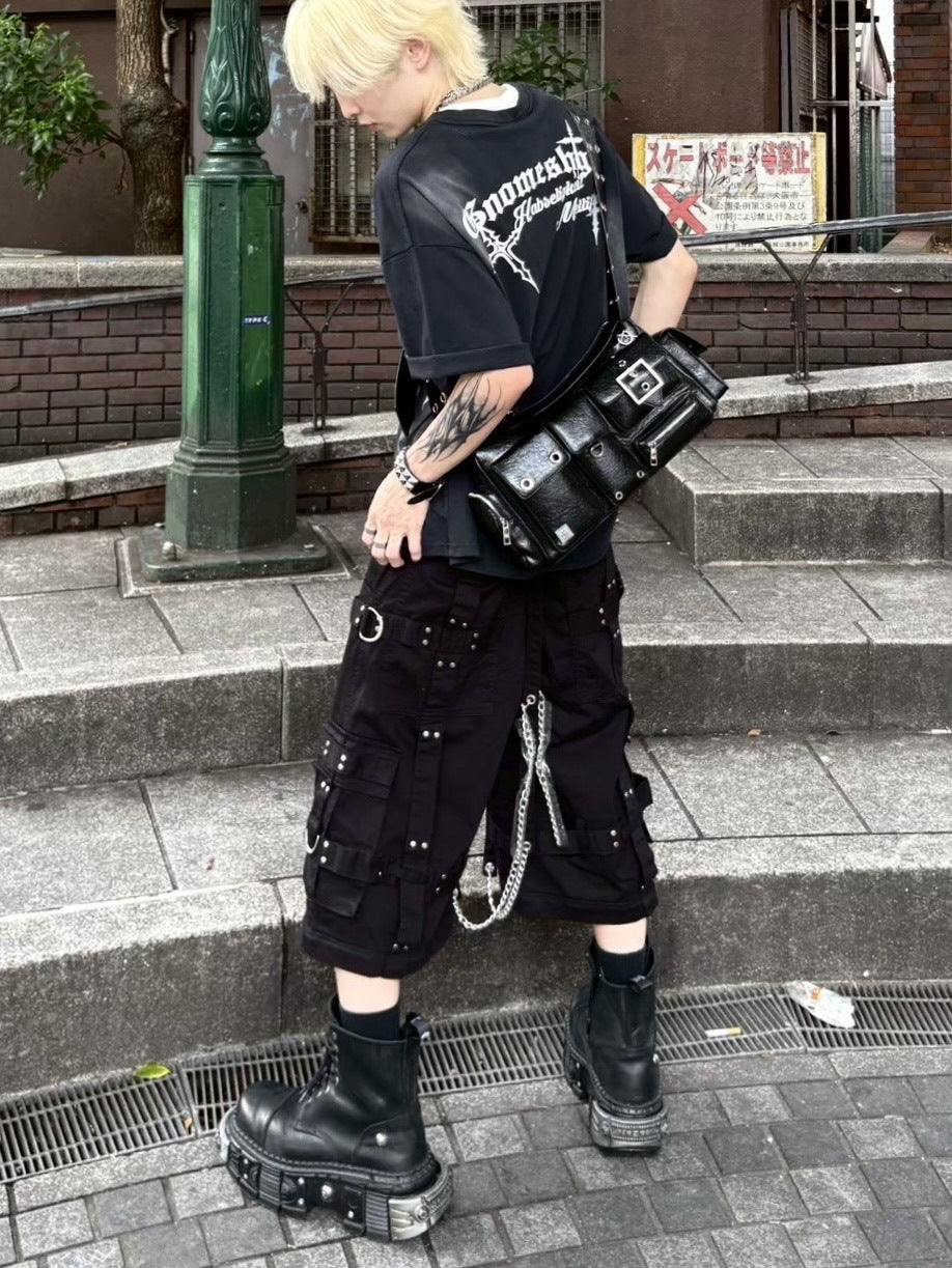 受注制【Never mind the XU】dirty cross print tee (2color) / 【ネバーマインドザエックスユー】ダーティークロスプリント半袖Tシャツ