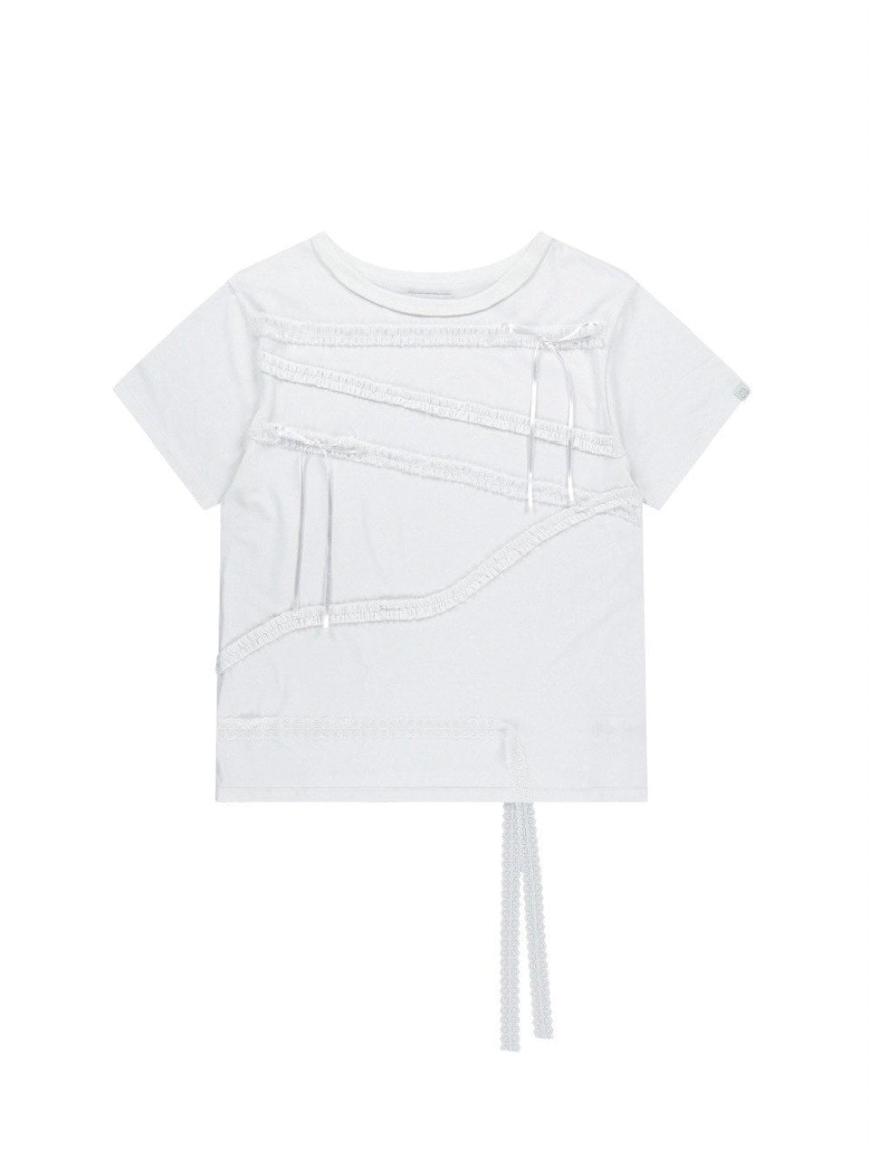 【TUOMIO】LACE STRAP OVERSIZED T-SHIRT / 【トゥオミオ】レースストラップオーバーサイズ半袖Tシャツ