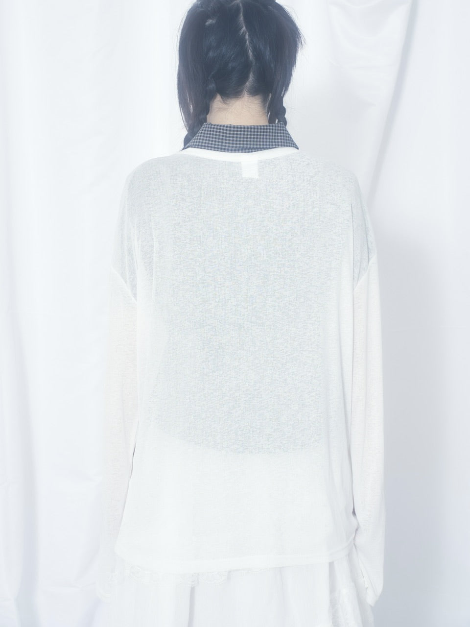 国際配送【Nerd out XU】hand drawing see-through long sleeve / 【ナードアウトエックスユー】ハンドドローイングシースルーロングスリーブ