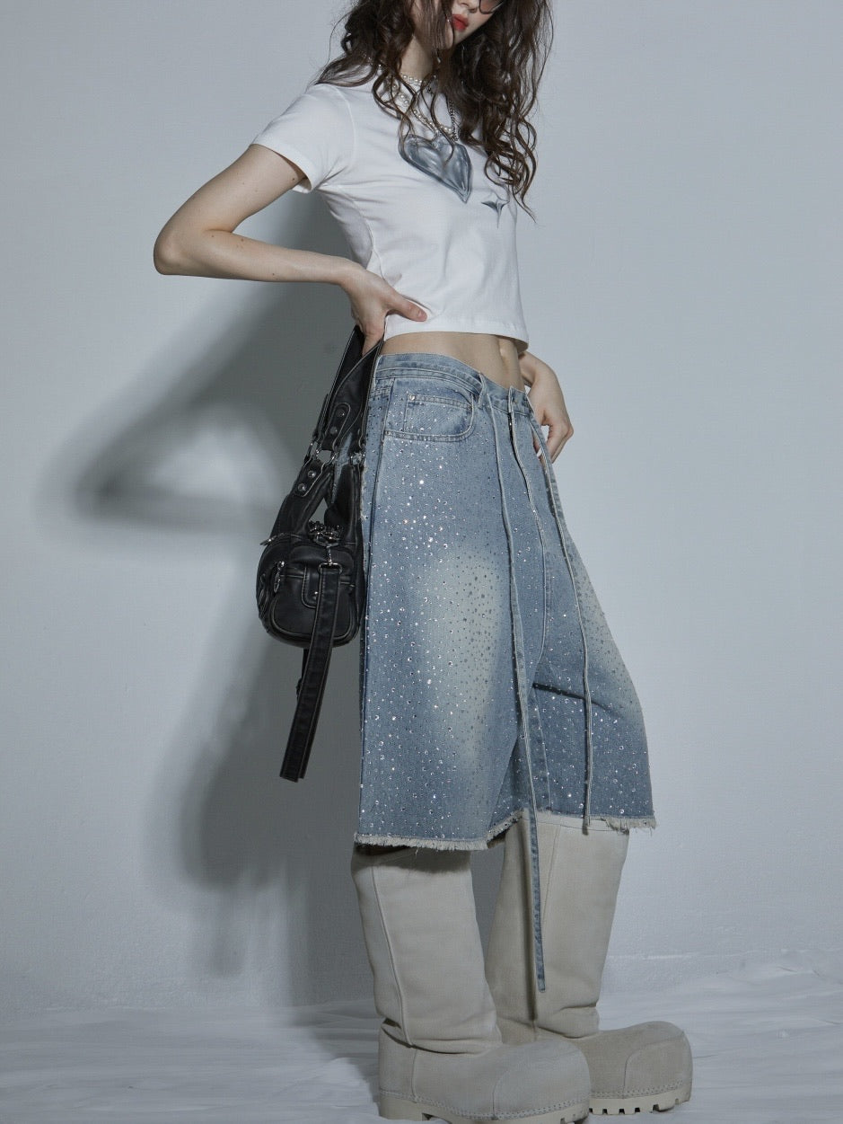 【GATELESS】HEART GRAPHIC PRINT CROPPED T-SHIRT / 【ゲートレス】ハートグラフィックプリントクロップド半袖Tシャツ