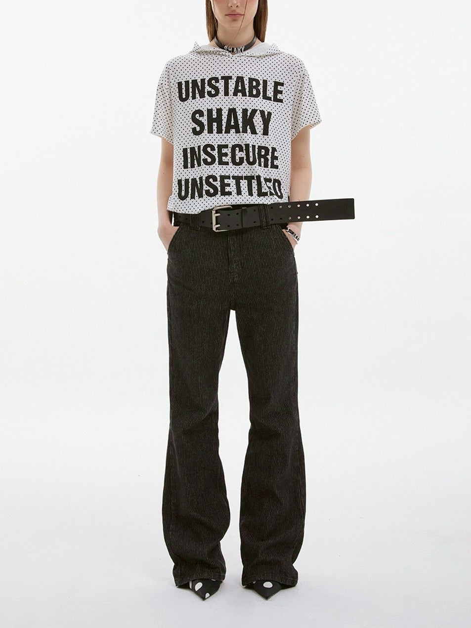 【ESC STUDIO】quadruple shaky hoodie / 【イーエスシーステュディオ】クアドルプルシャイキーロゴフード付き半袖Tシャツ