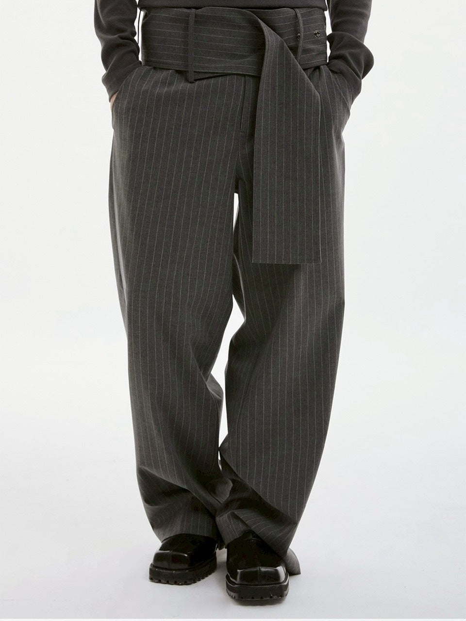 【ESC STUDIO】spacious belt pants/ 【イーエスシーステュディオ】スペイシャスベルトパンツ