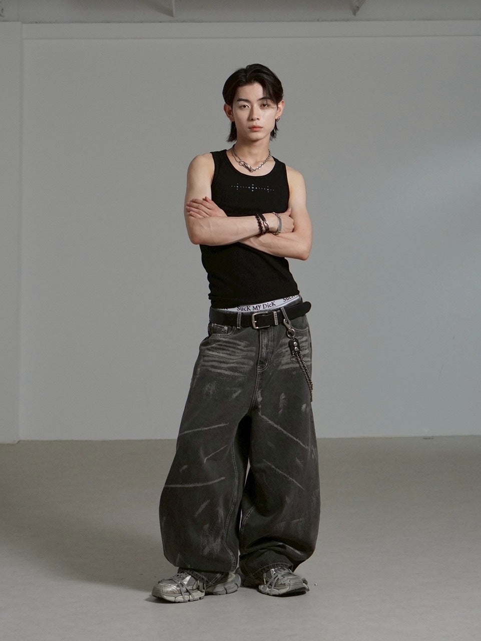 【Chikashitsu +】full painting wide denim pants / 【チカシツプラス】 フルペインティングワイドデニム