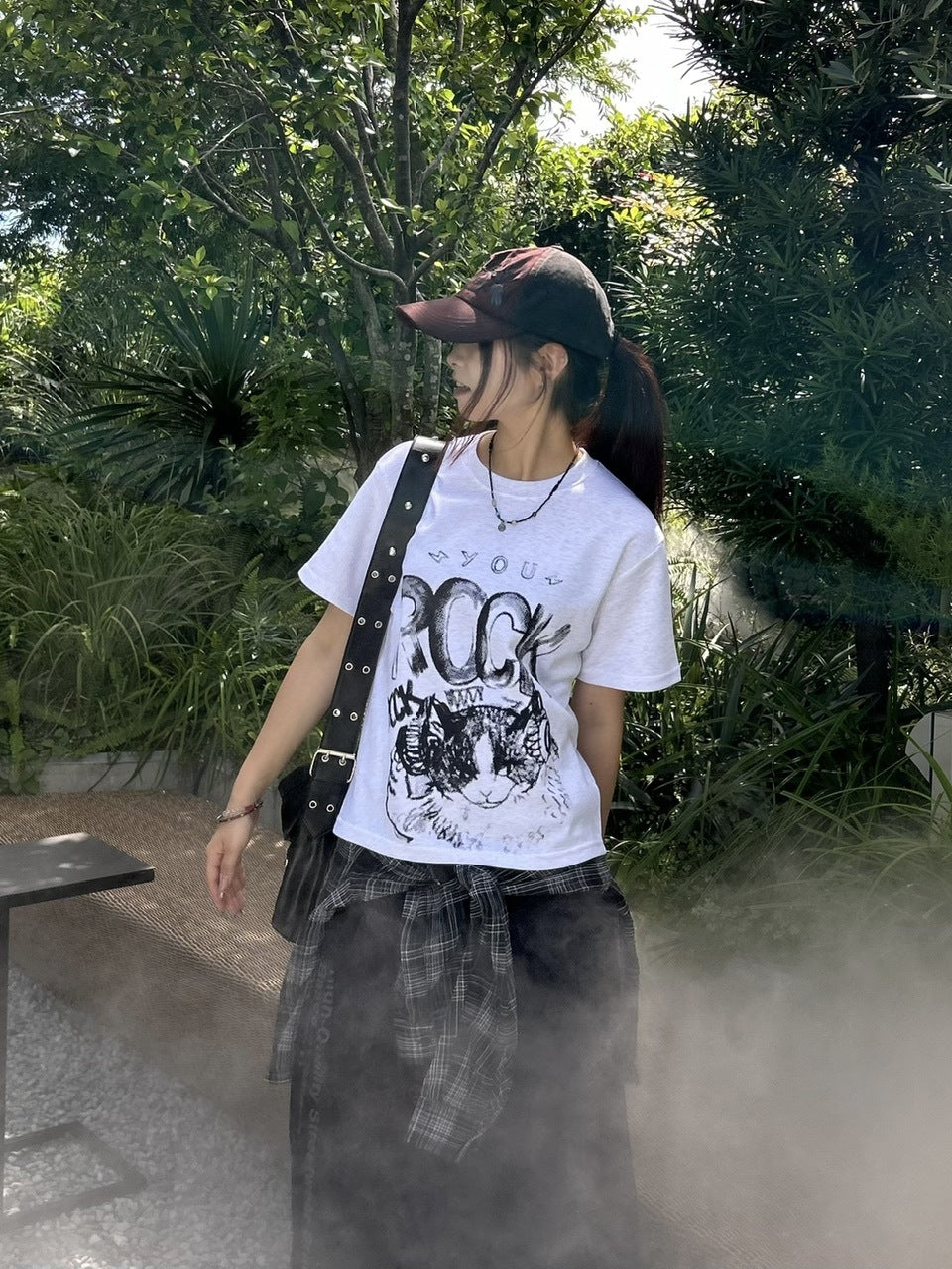 大阪店WEB限定【Chikashitsu +】cropped cat t-shirt (2color