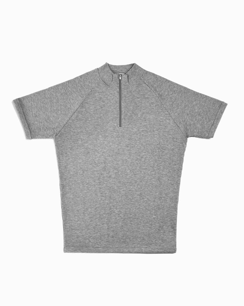 受注制【Chikashitsu +】mockneck zip half sleeve t-shirt / 【チカシツプラス】モックネックジップ半袖Tシャツ (3color)