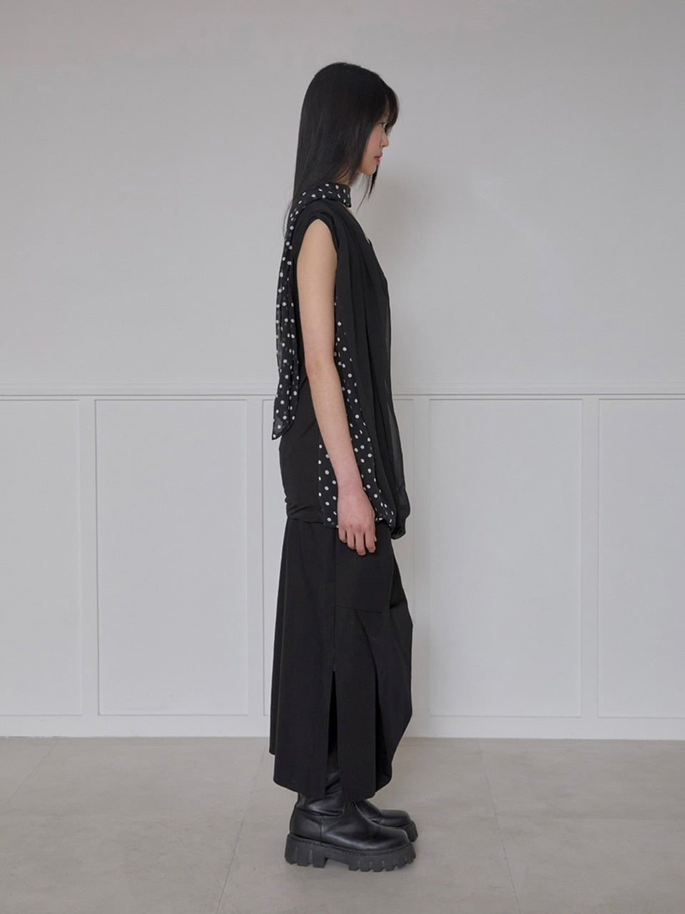 【FLAREUP】Layered Dot Scarf T-Shirt