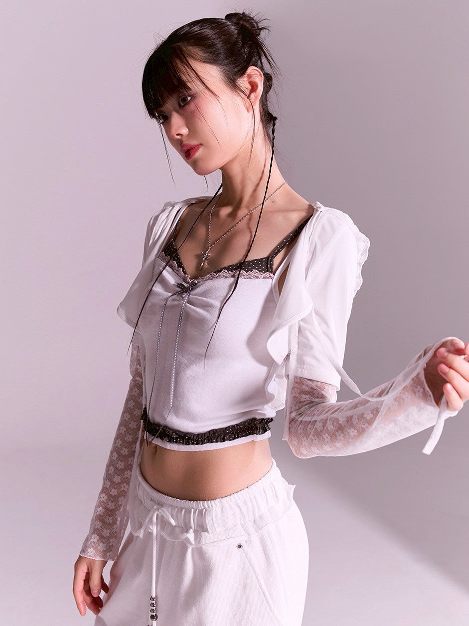 【CHERRYQUIRI】frill layered lace hoody cd
