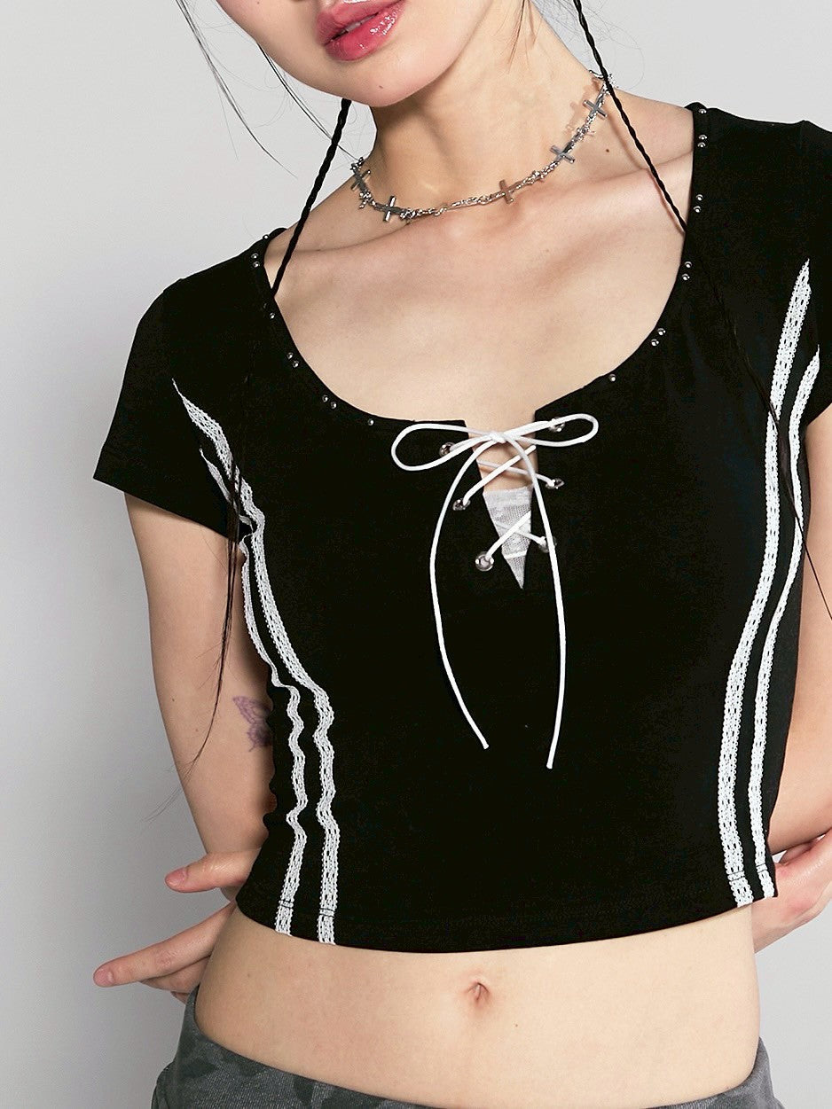 【CHERRYQUIRI】twin lace metalic tee