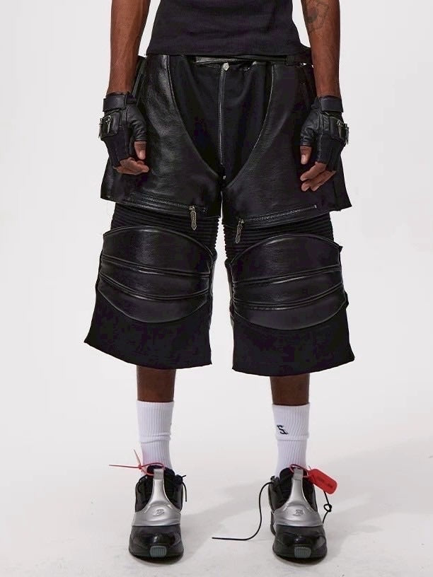 【Fourth3ex】Western Denim Patchwork Cropped Pants / 【フォースセックス】パッチワークジップハーフデニムパンツ