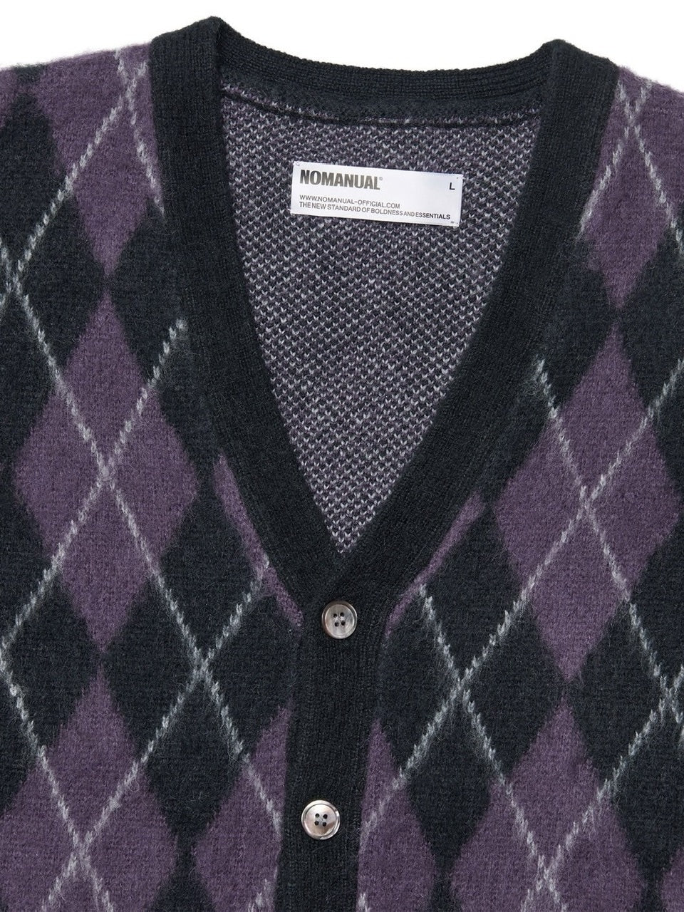 【NOMANUAL】ARGYLE HAIRY CARDIGAN