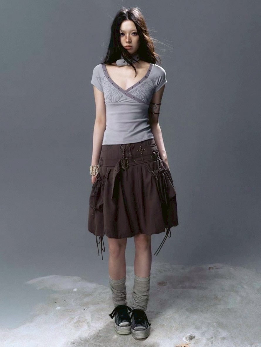 【Cest Nous】Butterfly Top / 【セヌー】チョーカーセットバタフライ半袖Tシャツ