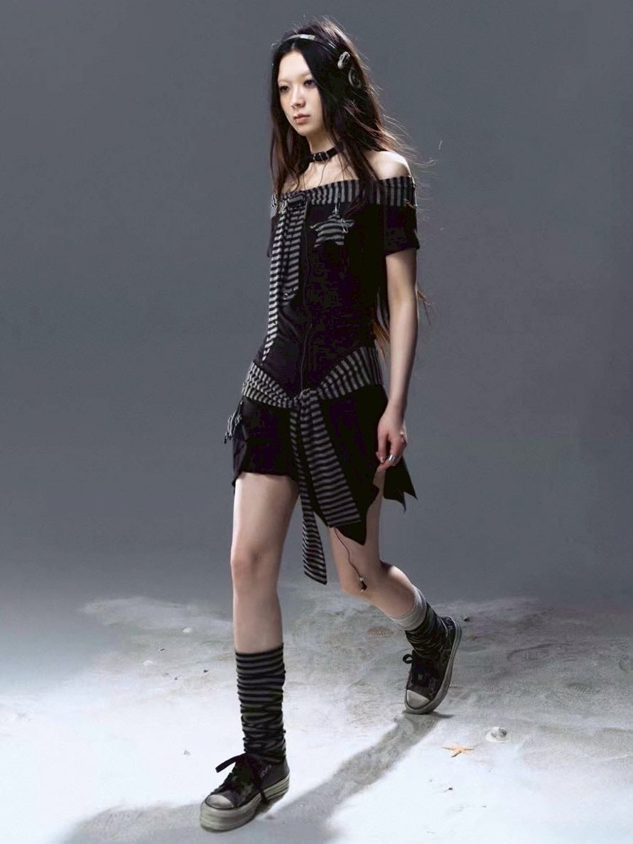 【Cest Nous】Starfish Striped Dress / 【セヌー】スターストライプワンピース