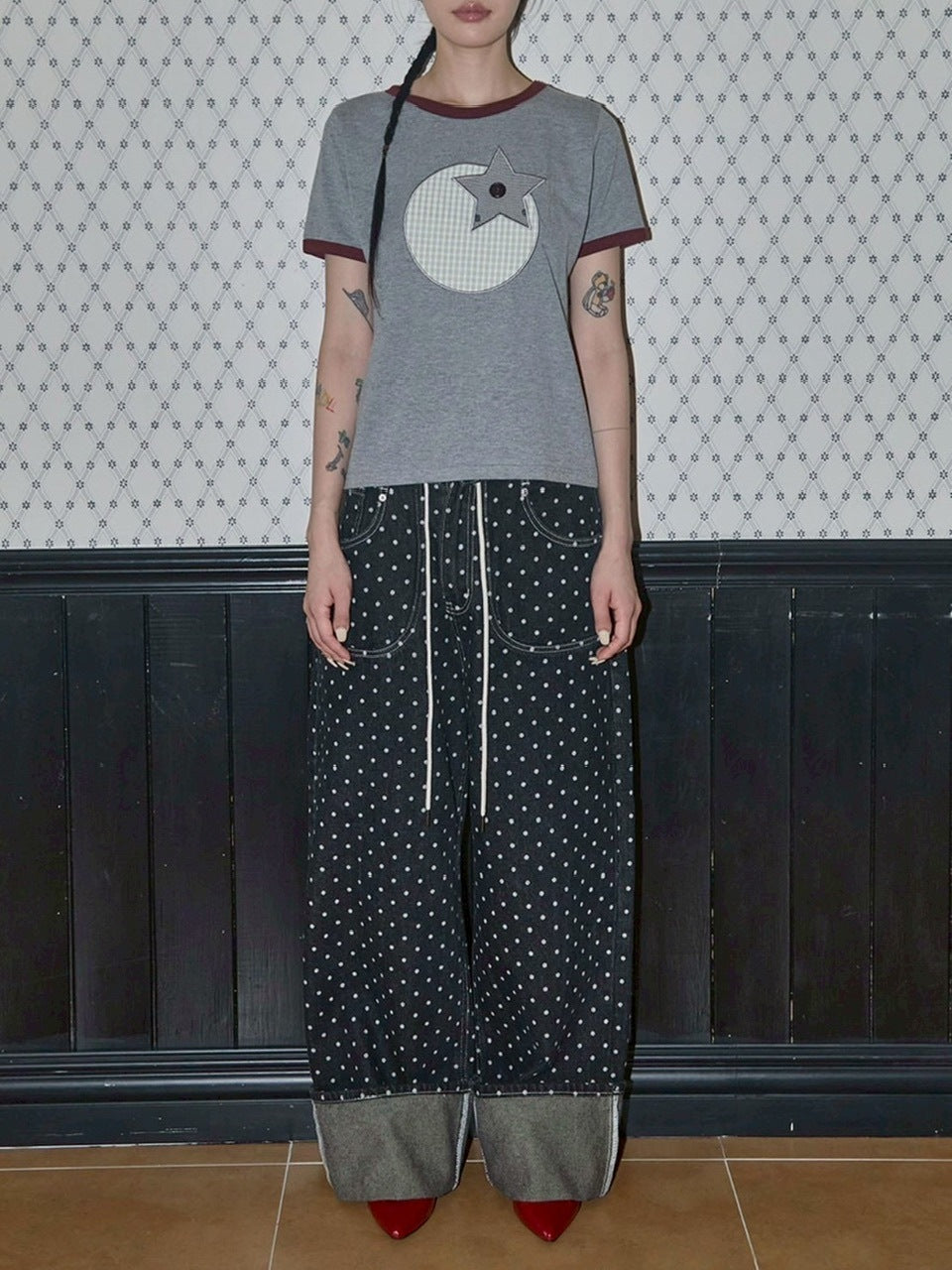 【FANCY CLUB】TOMATO PATCH RINGER TEE / 【ファンシークラブ】トマトパッチリンガー半袖Tシャツ