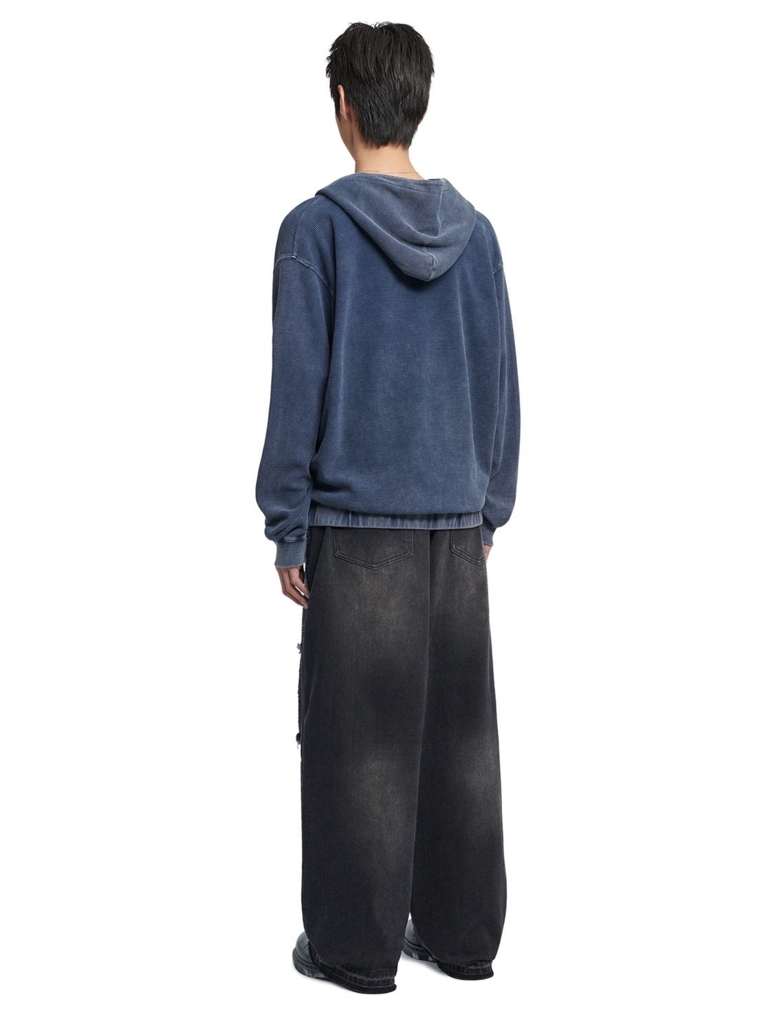 【NOMANUAL】VINTAGE WAFFLE HOODED ZIP-UP