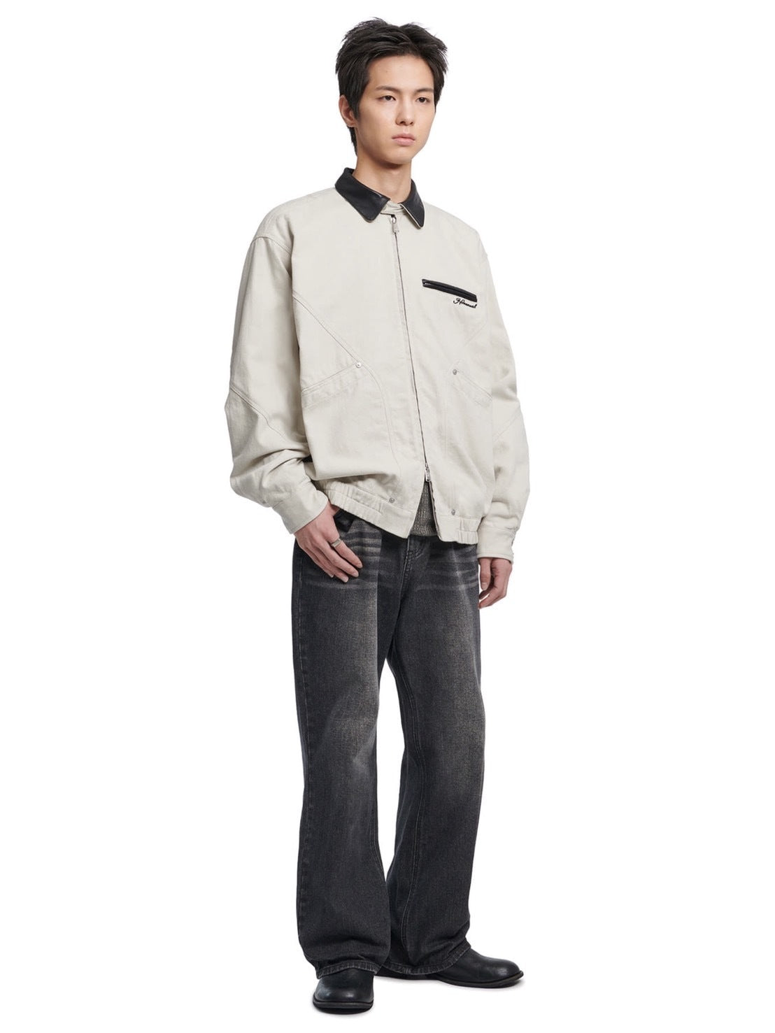 【NOMANUAL】VINTAGE LEATHER COLLAR WORK JACKET