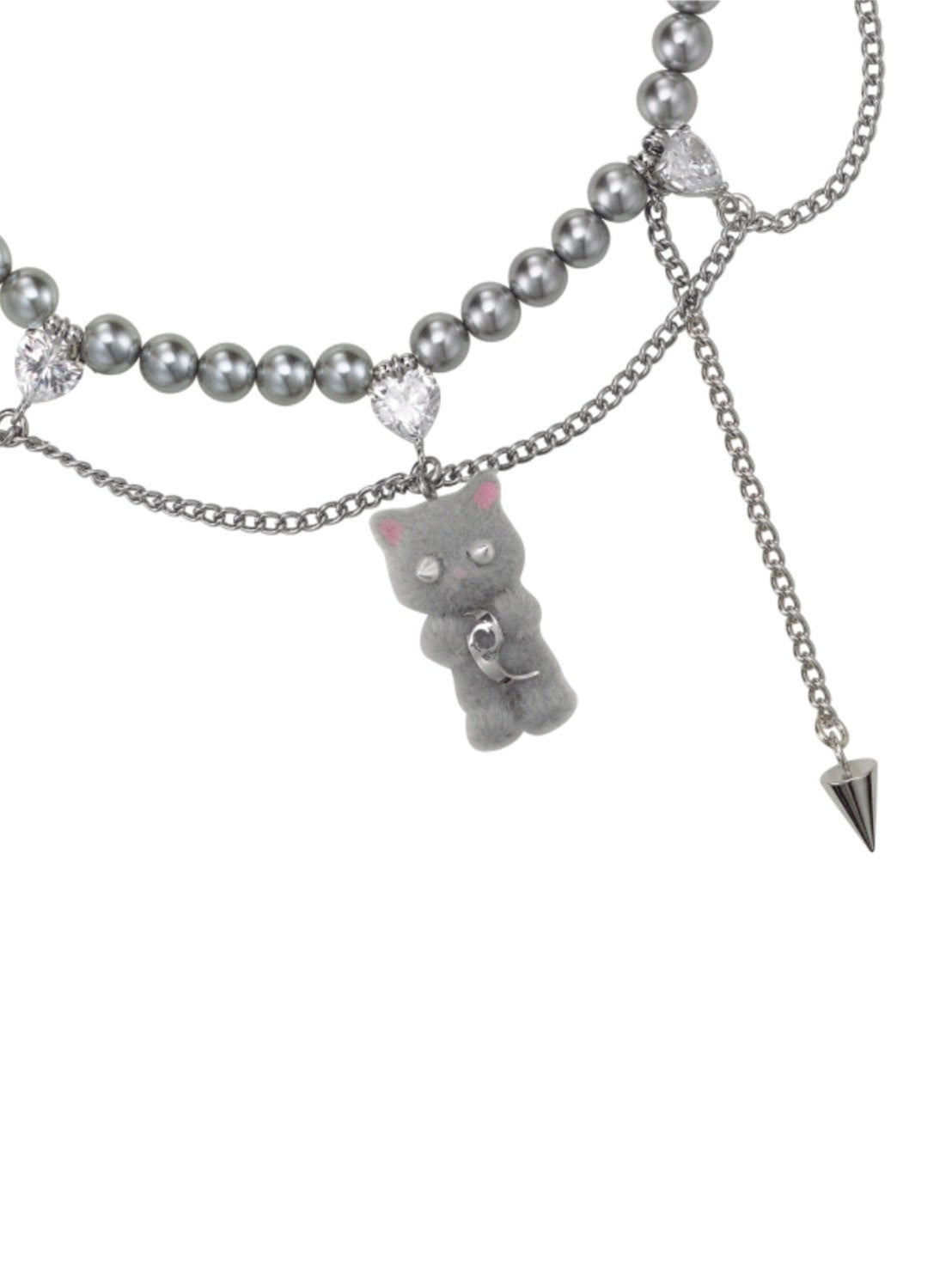 【PEG LEG】mascot silver chain pearl layered necklace