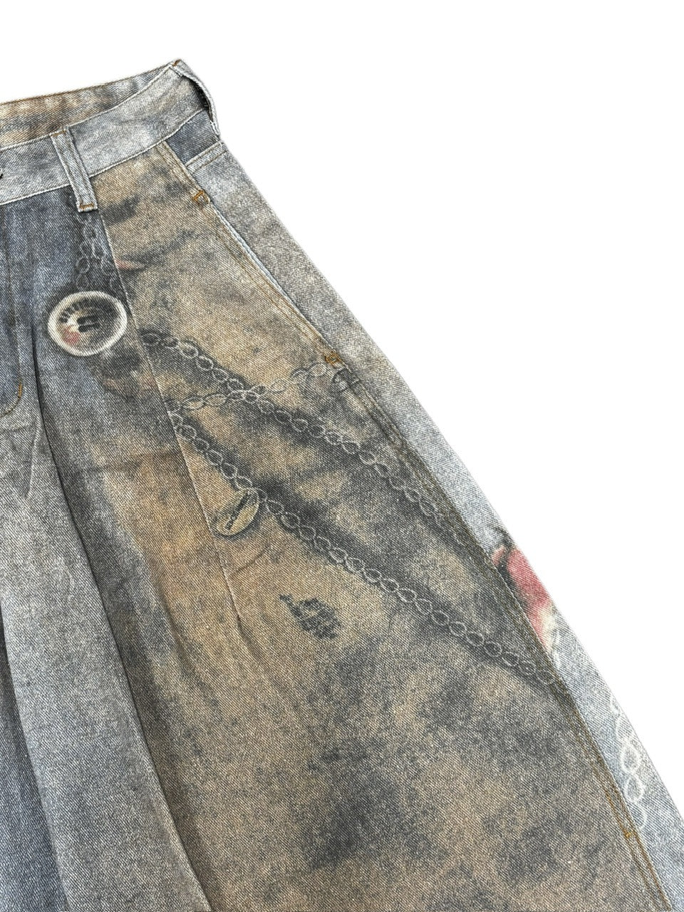 【LUV CODE】chain printed balloon denim pants