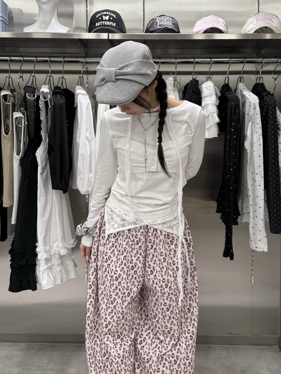 受注制【nmtc +】leopard print wide pants / 【エヌエムティーシープラス】レオパードワイドパンツ (2color)