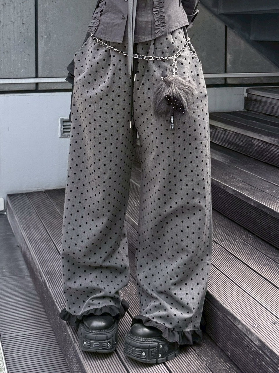 【nmtc +】dot frill pants / 【エヌエムティーシープラス】ドットフリルパンツ (2color)