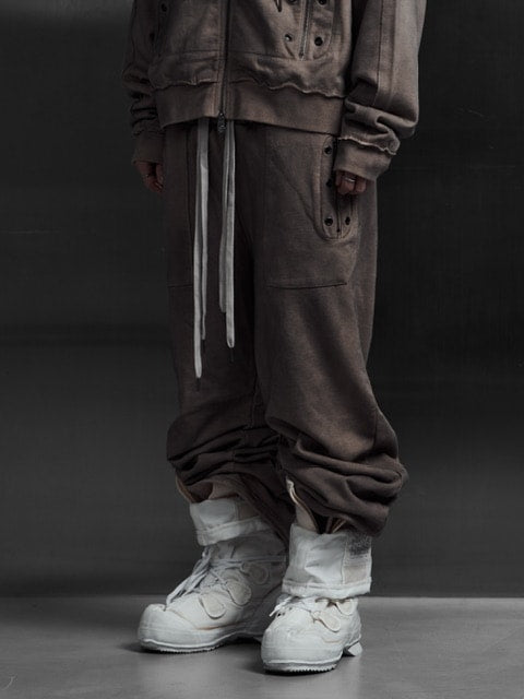 【Rosen Kreuz】EYELET EDGE Set-Up LAYERED SWEAT PANTS