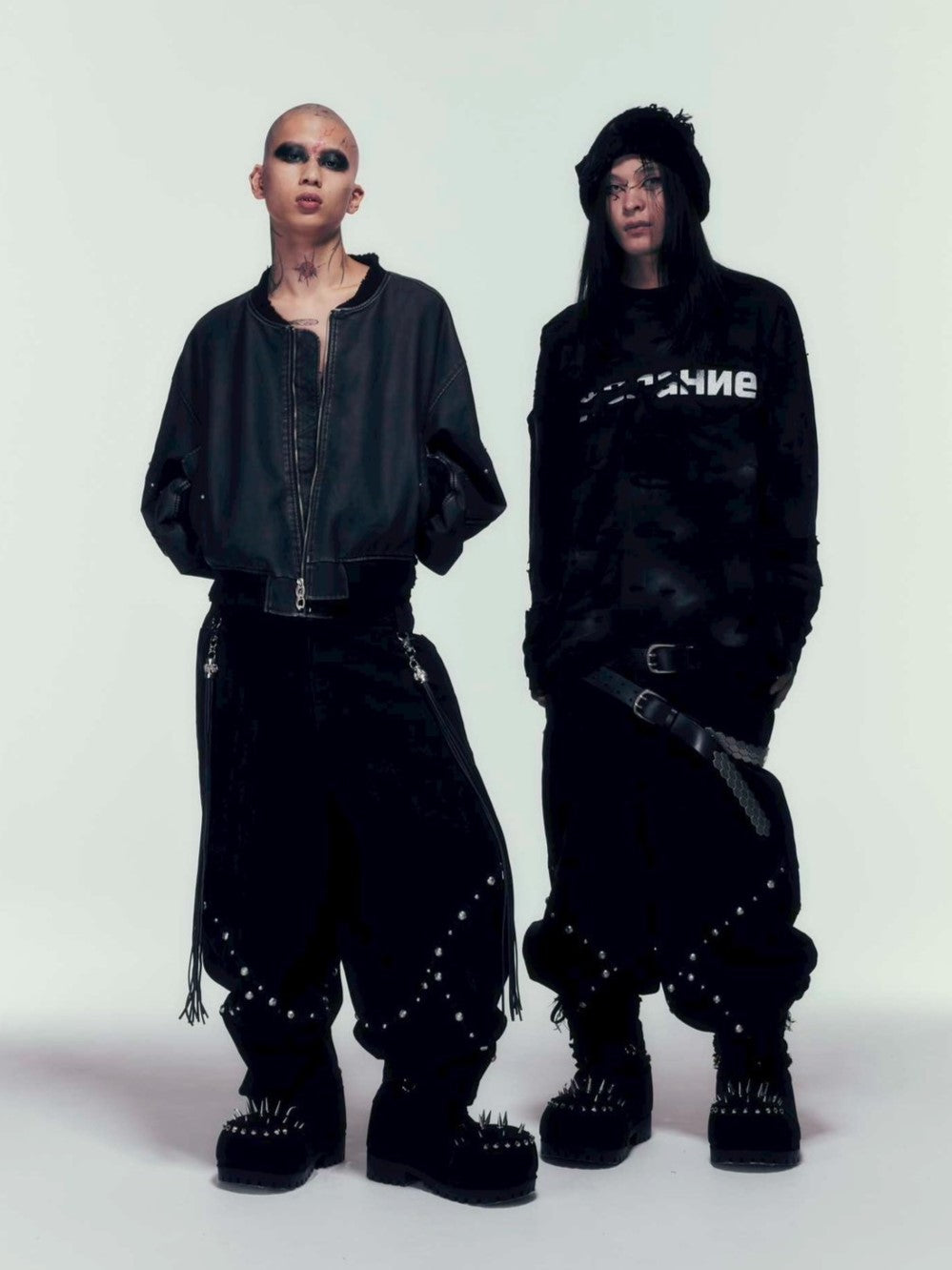 【DIG YOUR OWN GRAVE】WISH VOID L/S T-SHIRTS /【ディグユアオウングレイブ】ダメージレイヤードロゴ長袖Tシャツ