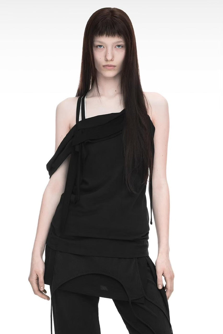 【NACHE】RAWCUT HALTER SLEEVELESS