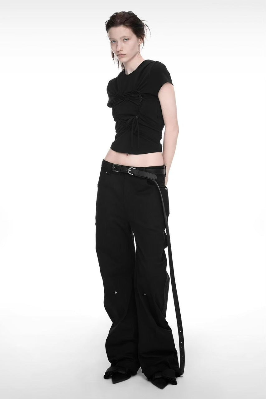 【NACHE】RAWCUT CURVED PANTS (UNISEX)