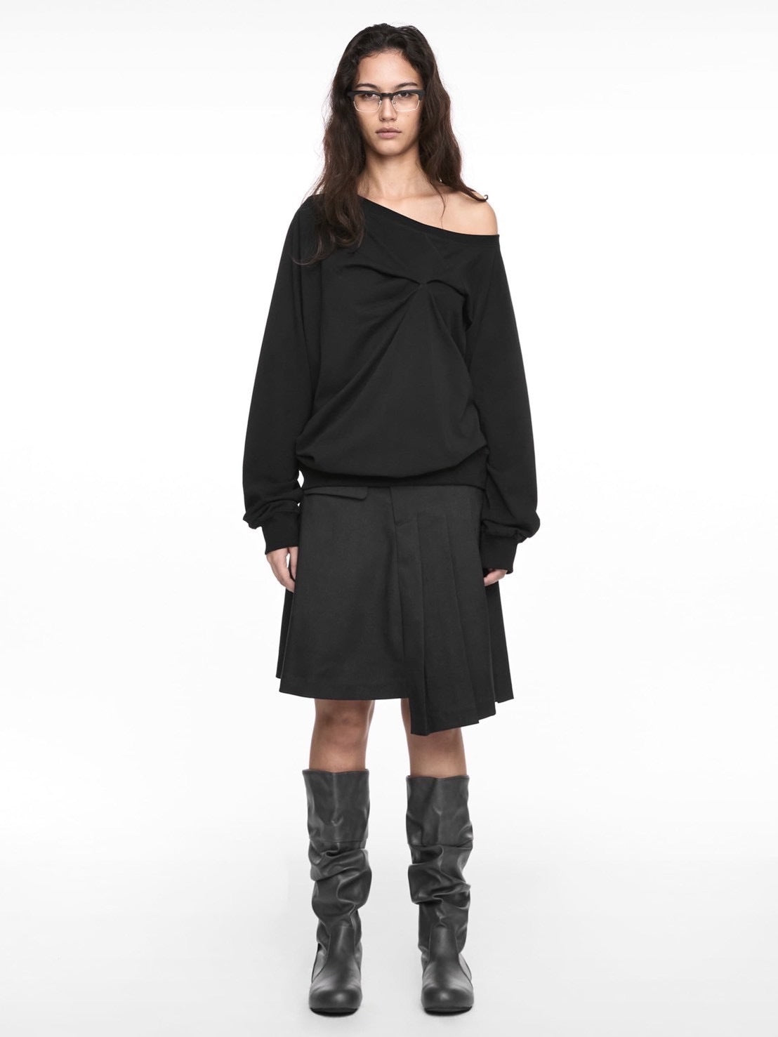 【NACHE】MAGNETIC PLEATED MIDI SKIRT