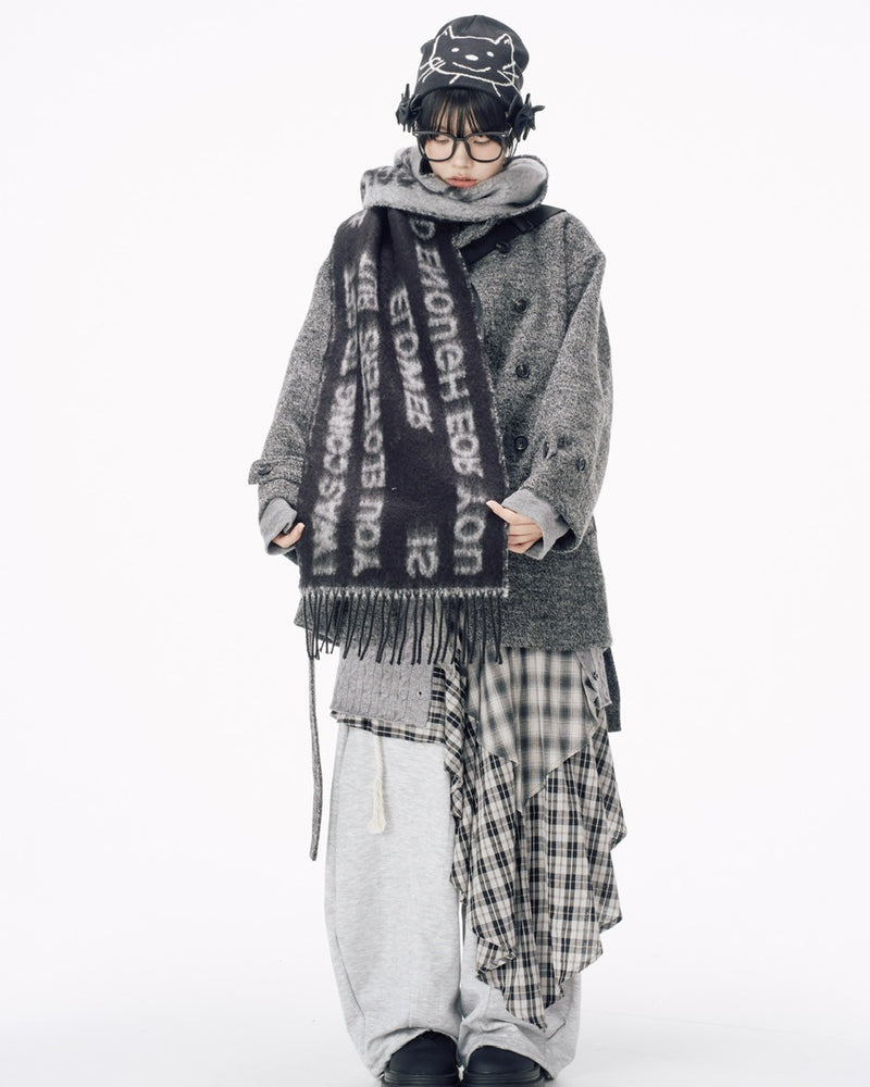 【Nerd out XU】asymmetry check skirt / 【ナードアウトエックスユー】アシンメトリーチェックスカート