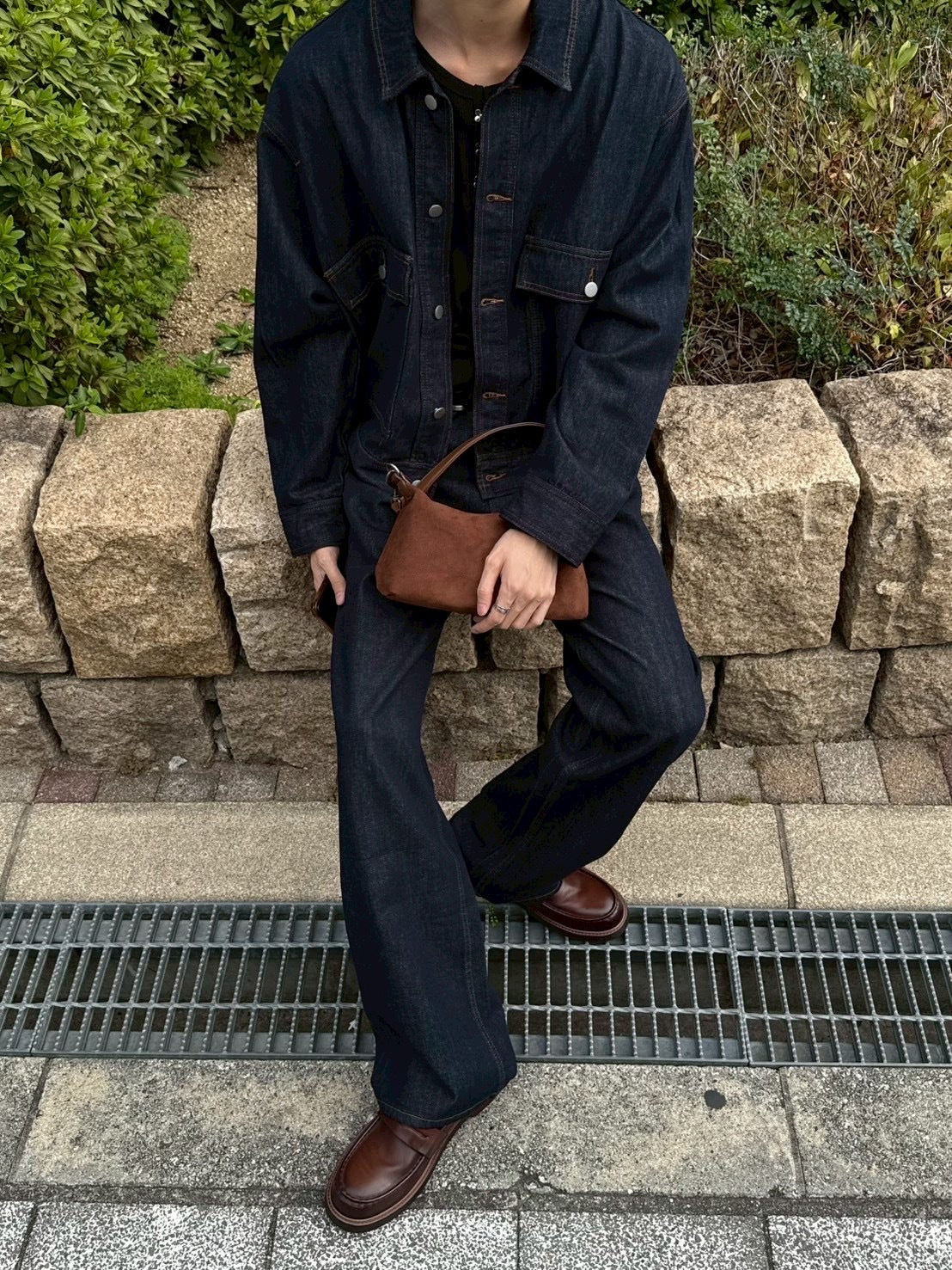 受注制【Chikashitsu +】semi wide rigid denim pants / 【チカシツプラス】セミワイドリジッドデニムパンツ (2color)