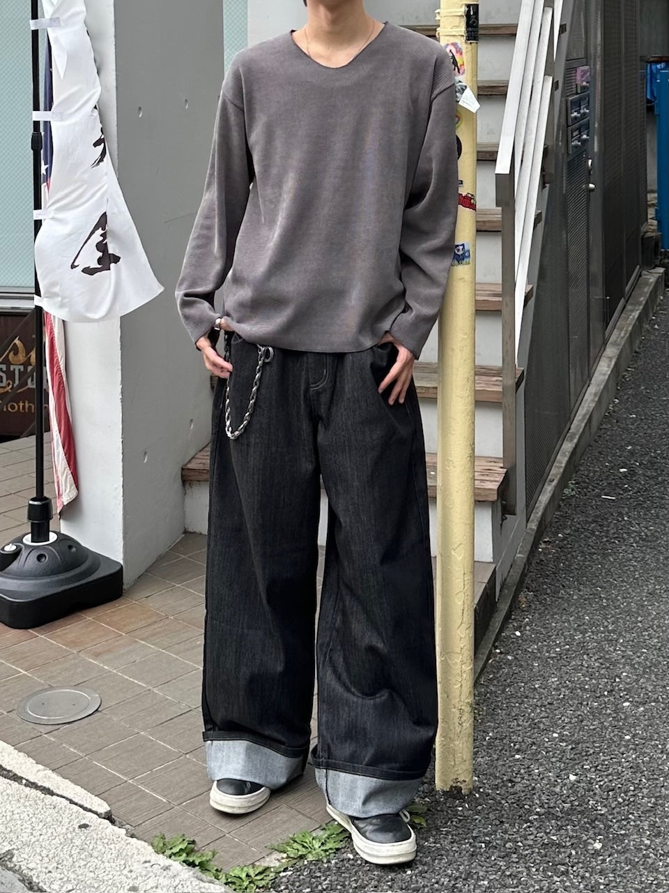 大阪店WEB限定受注制【Chikashitsu +】simple deck v neck knit / 【チカシツプラス】シンプルデッキブイネックニット (3color)