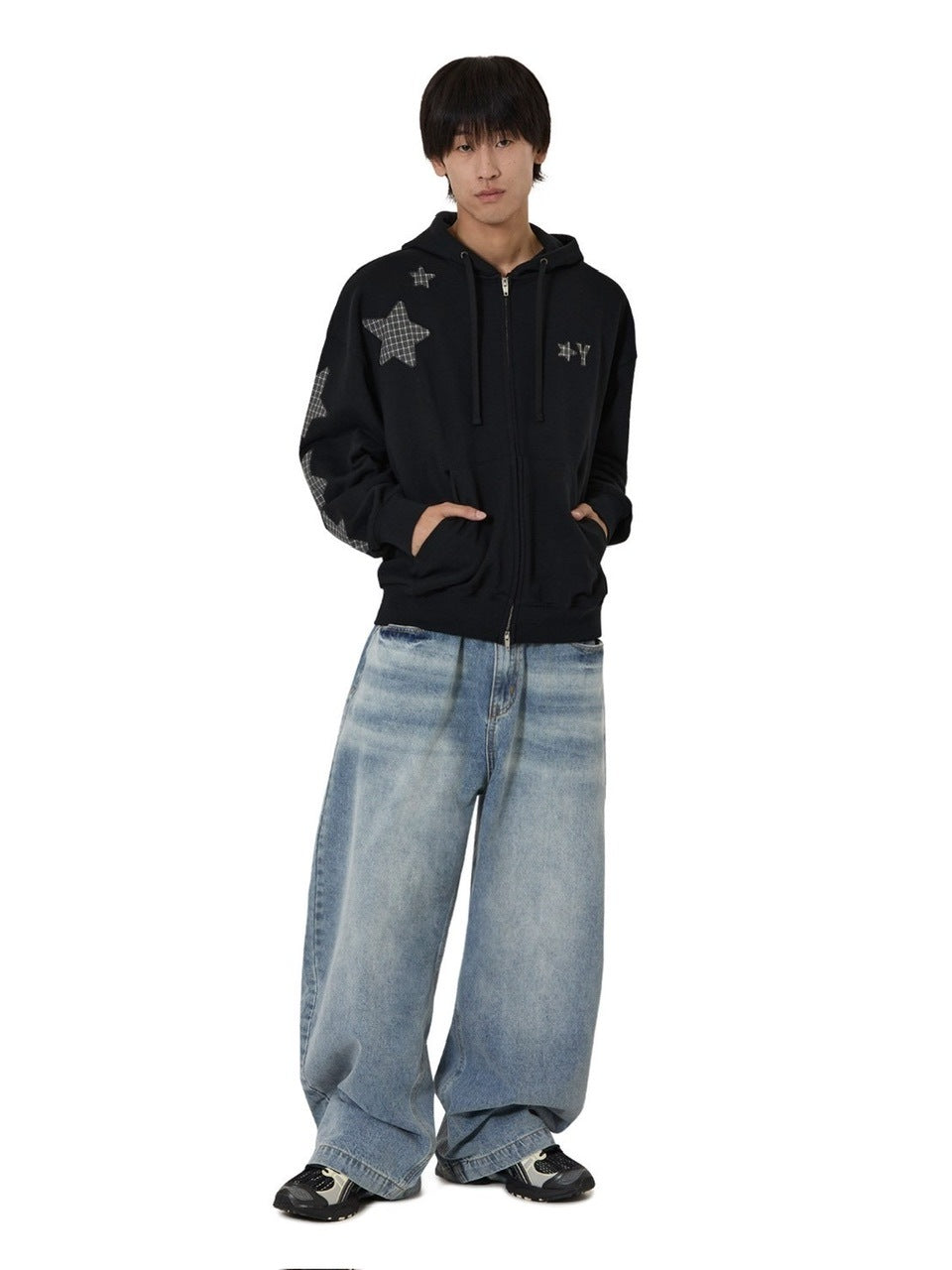 【OY】STAR CHECK HOODIE ZIP UP