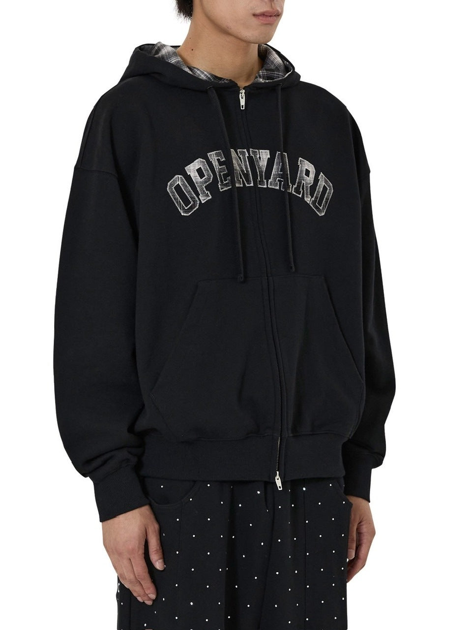 【OY】FLANNEL CHECK LOGO HOODIE ZIP UP