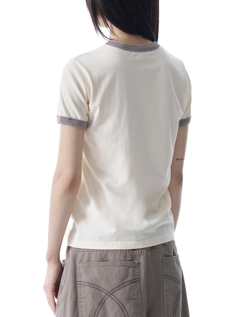 【AAKAM】Logo Patch Ringer Top