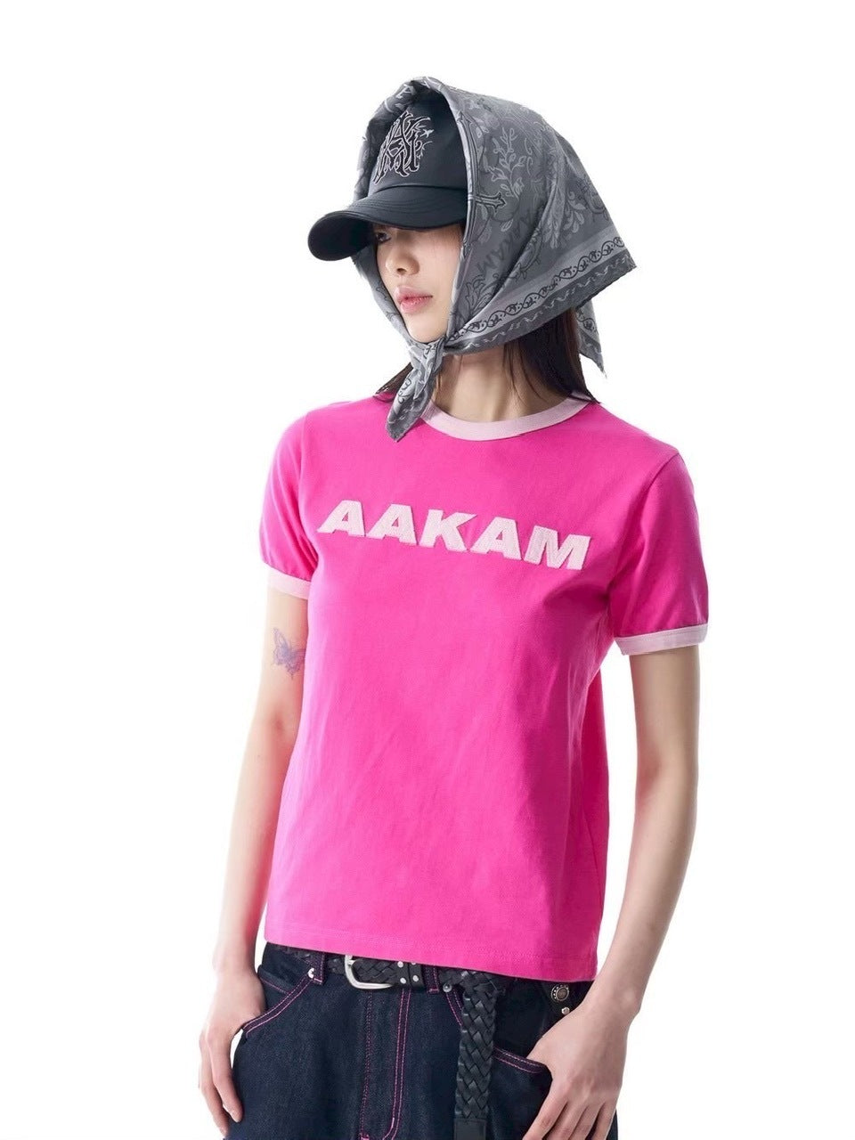 【AAKAM】X-Cross Printed Scarf