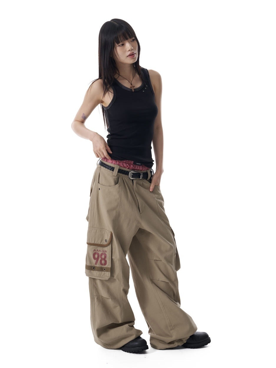 【AAKAM】Eyelet Contrast Camo Sleeveless