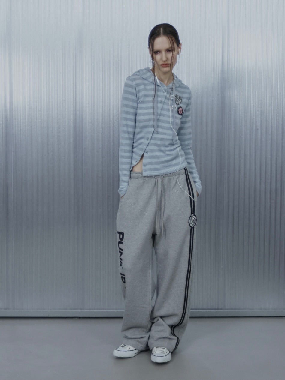 【SETUP‐EXE】BADGE STRIPE HOODED CARDIGAN / 【セットアップエグゼ】バッジストライプフードカーディガン