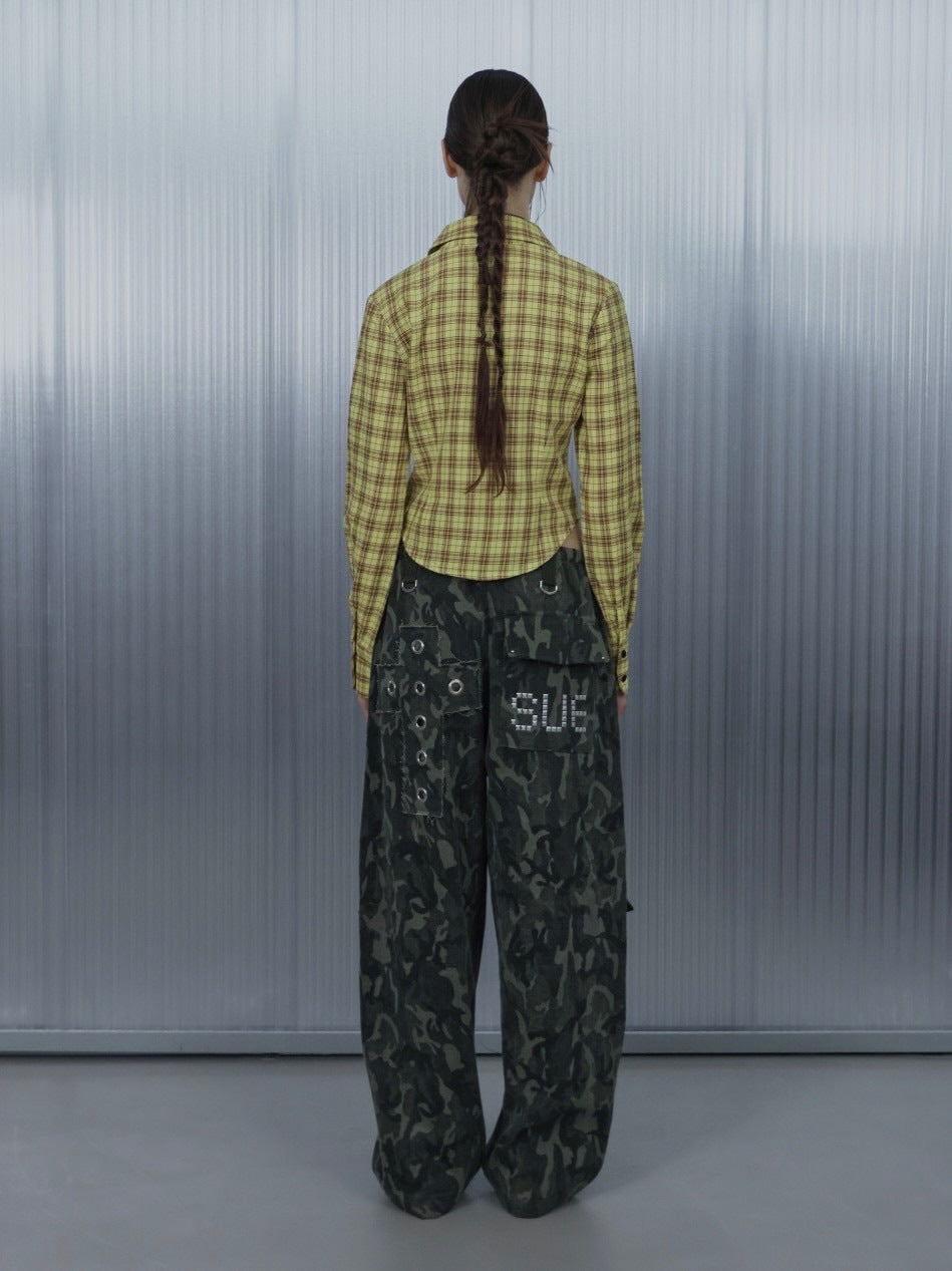 【SETUP‐EXE】CHECK RACE-UP SHIRT / 【セットアップエグゼ】チェックレースアップ長袖シャツ