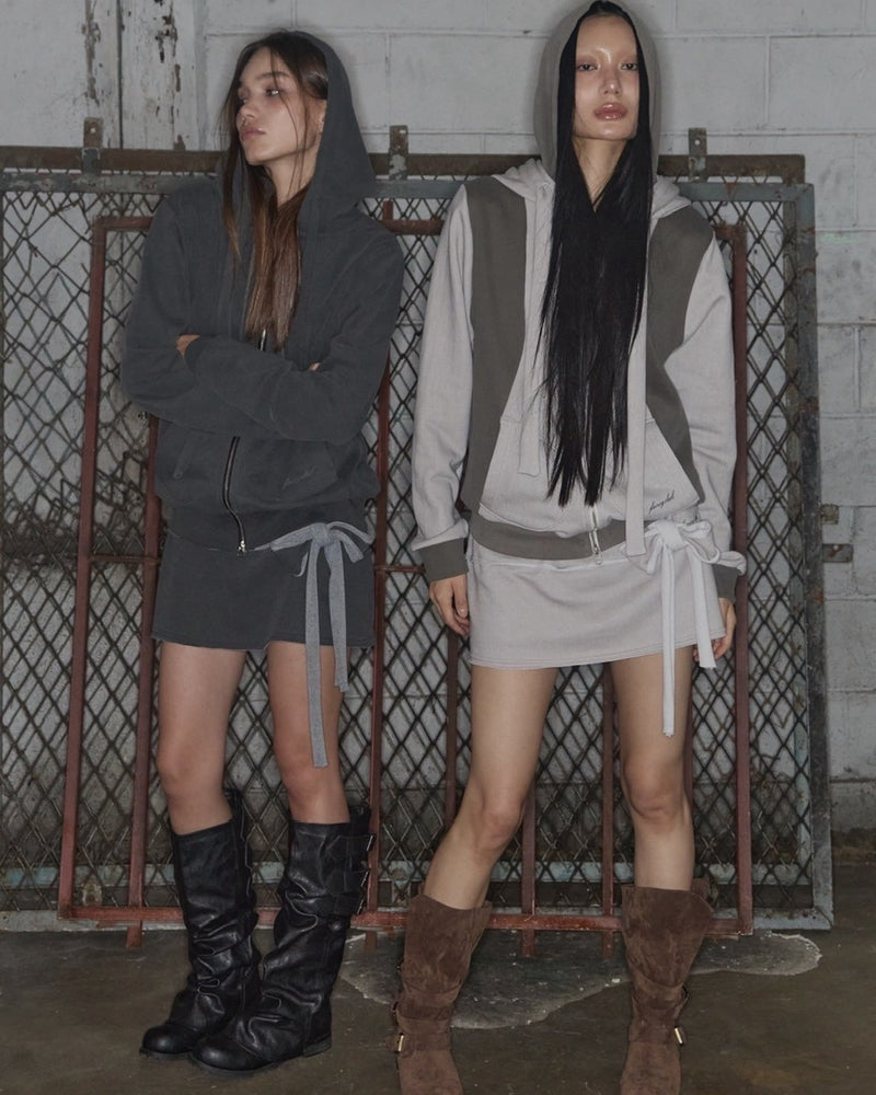 【FANCY CLUB】DYE-WASH LAYERED HOODED ZIP-UP / 【ファンシークラブ】ダイウォッシュレイヤードジップアップパーカー