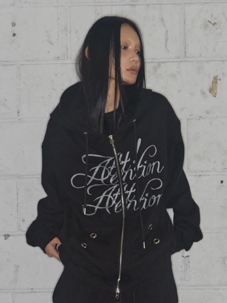 【FANCY CLUB】ATTENTION EYELET HOODED ZIP-UP / 【ファンシークラブ】アテンションアイレットジップアップパーカー