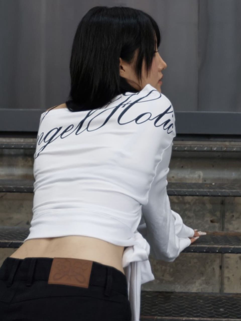 【FANCY CLUB】BOATNECK RIBBON TIE SWEATSHIRT / 【ファンシークラブ】ボートネックリボンタイスウェット長袖Ｔシャツ