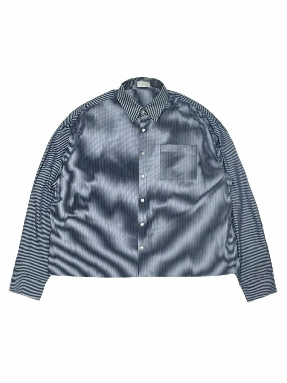 受注制【Chikashitsu +】cropped stripe shirt / 【チカシツプラス】クロップドストライプ長袖シャツ (3color)