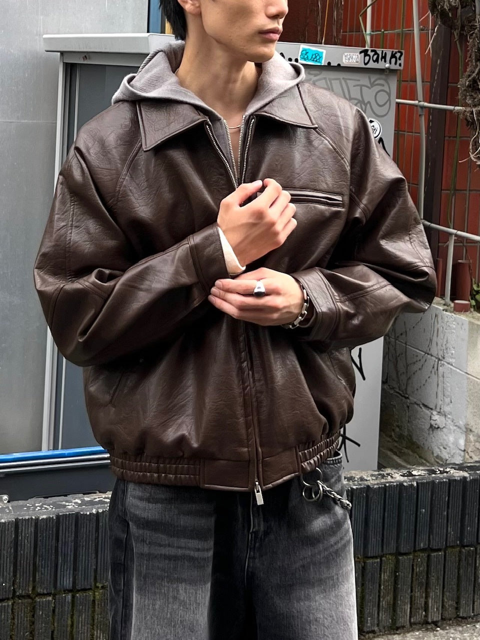 受注制【Chikashitsu +】bomber synthetic material jacket / 【チカシツプラス】ボンバーシンセティックマテリアルジャケット (2color)