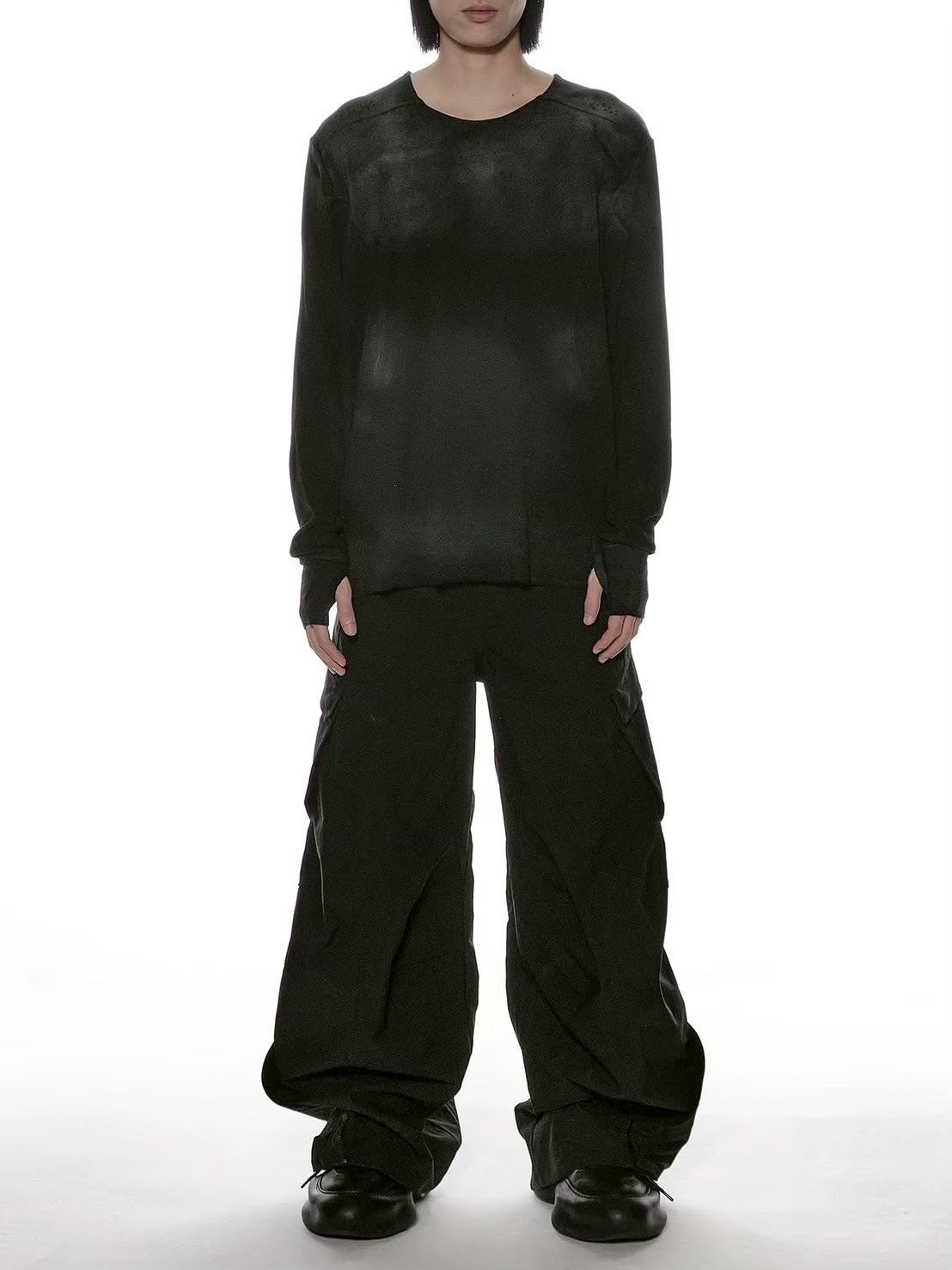 【d5ove】Basic Washed Long-sleeved Tee / 【ダヴ】スモークウォッシュド長袖Ｔシャツ