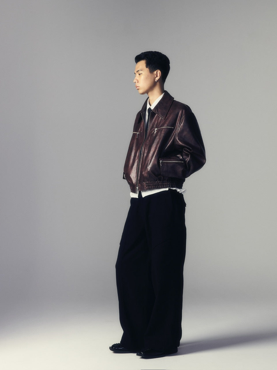 【CS】multi zip faded wash blouson (red brown)