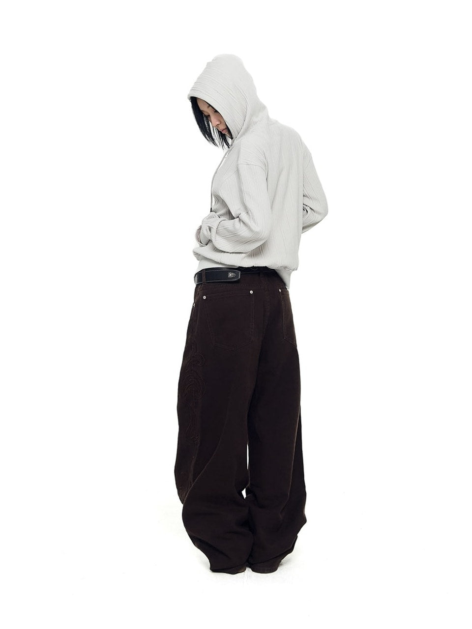 【AAKAM】Needlework Wave Cotton Pants