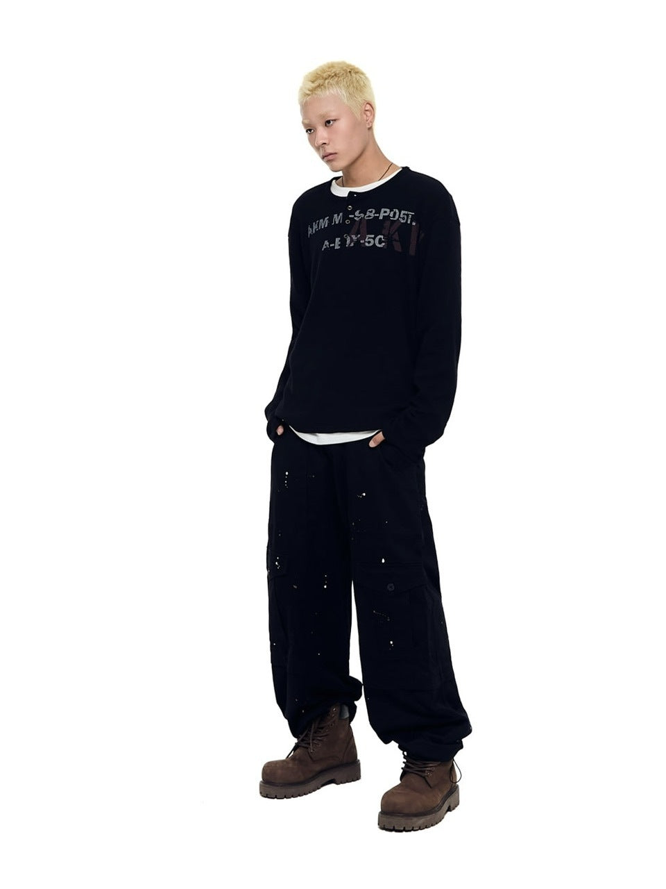 AAKAM】Waffle Henley Neck Long Sleeve – PRESSING WEB SHOP