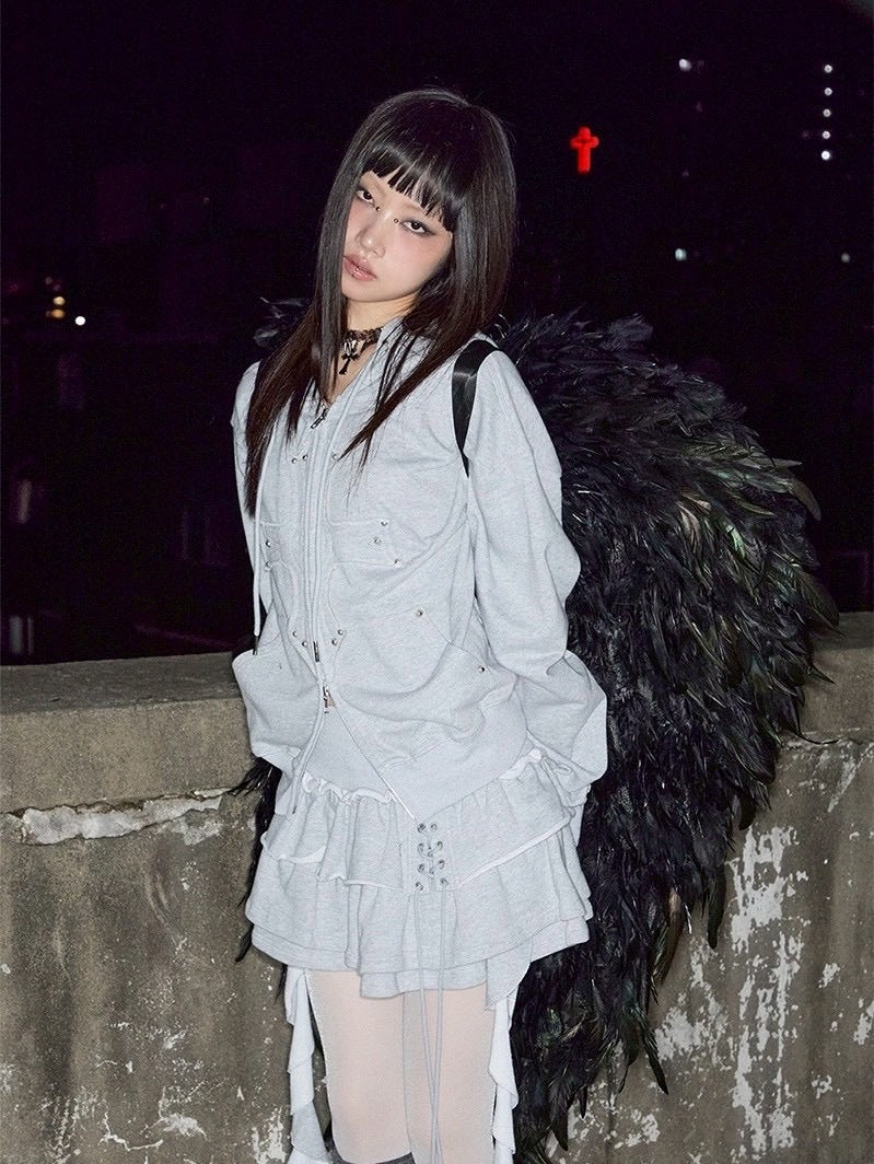 【NOT KNOWING】Gothic Cross Hood Zip Up / 【ノットノーイング】ゴシッククロスフードパーカー