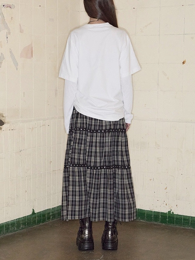 【NOT KNOWING】Lace-Up Layered Top / 【ノットノーイング】レースアップレイヤード長袖Ｔシャツ