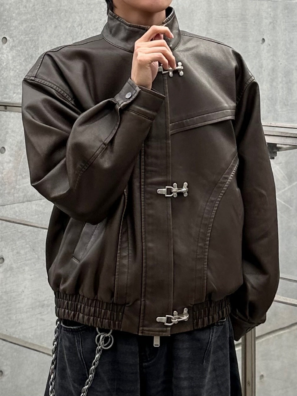 大阪店WEB限定受注制【Chikashitsu +】overfit fireman leather jacket / 【チカシツプラス】オーバーフィットファイアマンレザージャケット (2color)